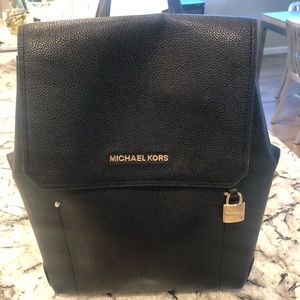 Black Pebbled Leather Michael Kors Backpack Purse